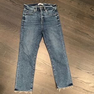 Loft Petite High Waist Straight Crop Jeans, Size 4